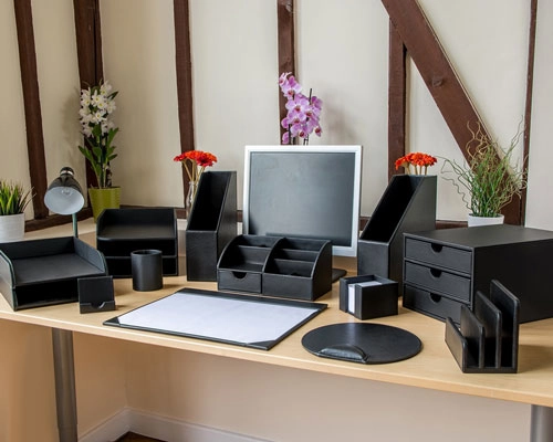 PU leather desk accessories set
